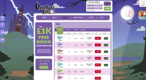 Bingo games at Vampire Bingo